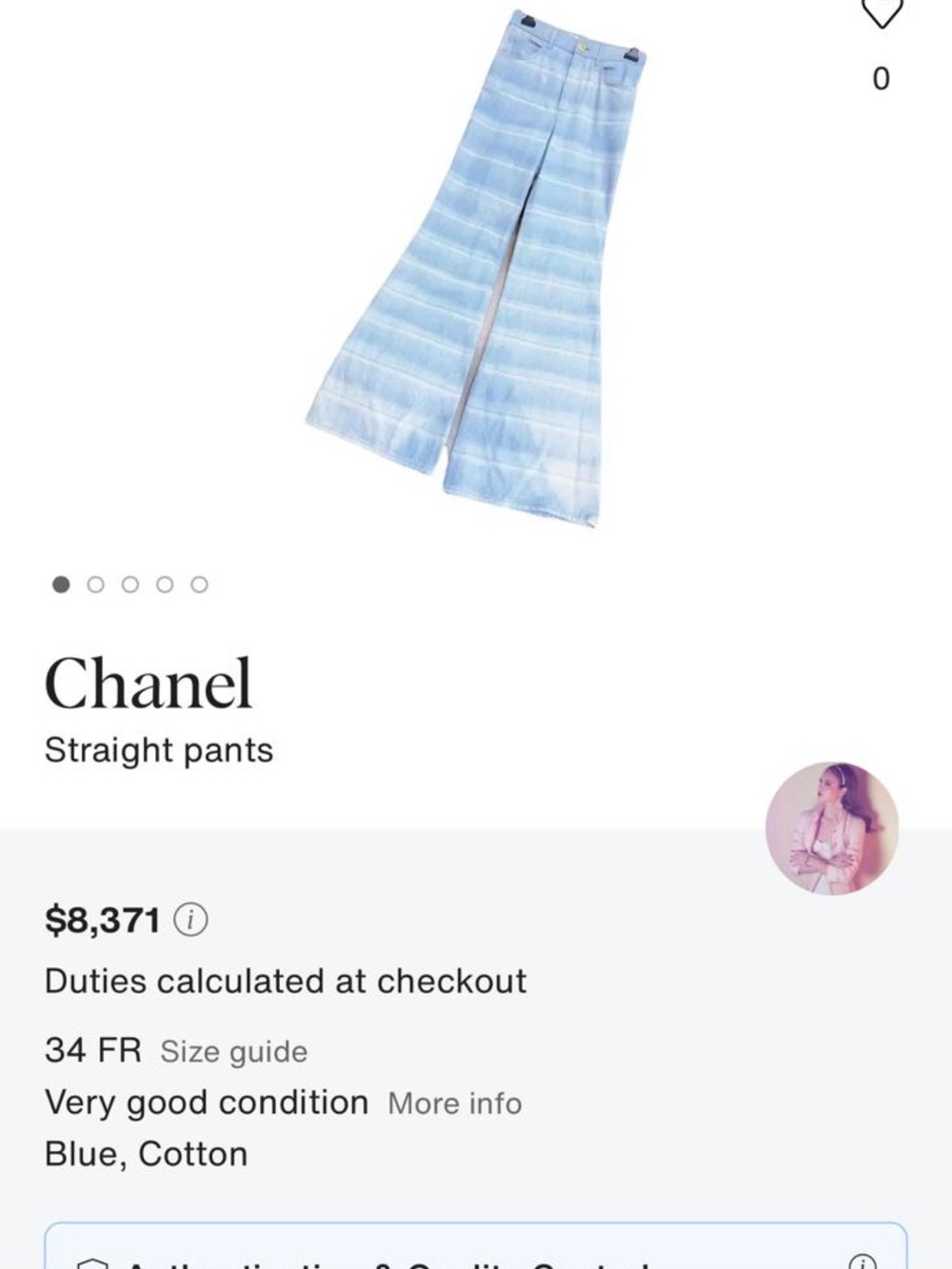 Chanel Light Blue Wave-Pattern Jeans - Picture 5 of 5